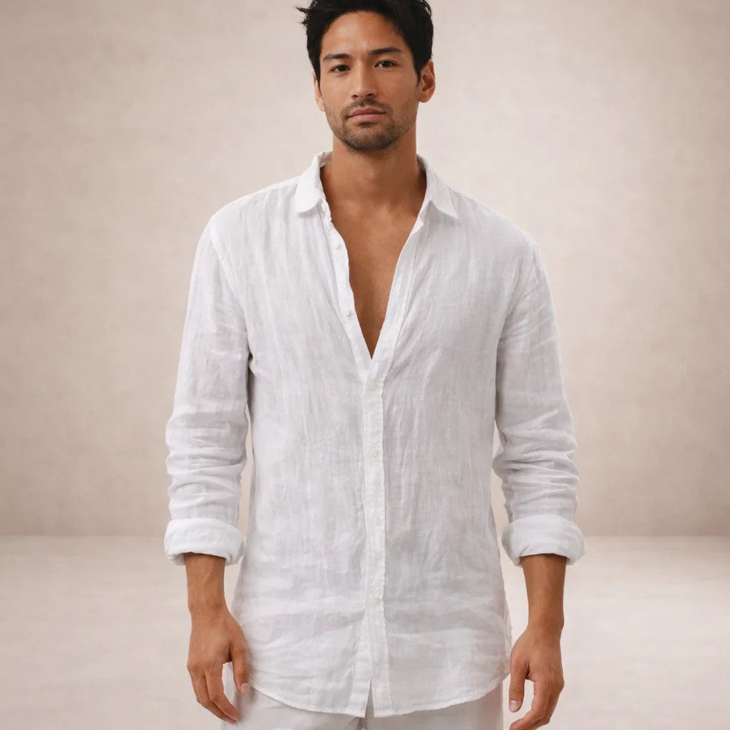 Långärmad skjorta med knappar för herrar-Shirts for men-Fjallbarn