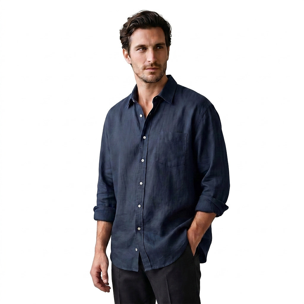 Långärmad skjorta med knappar för herrar-Shirts for men-Fjallbarn