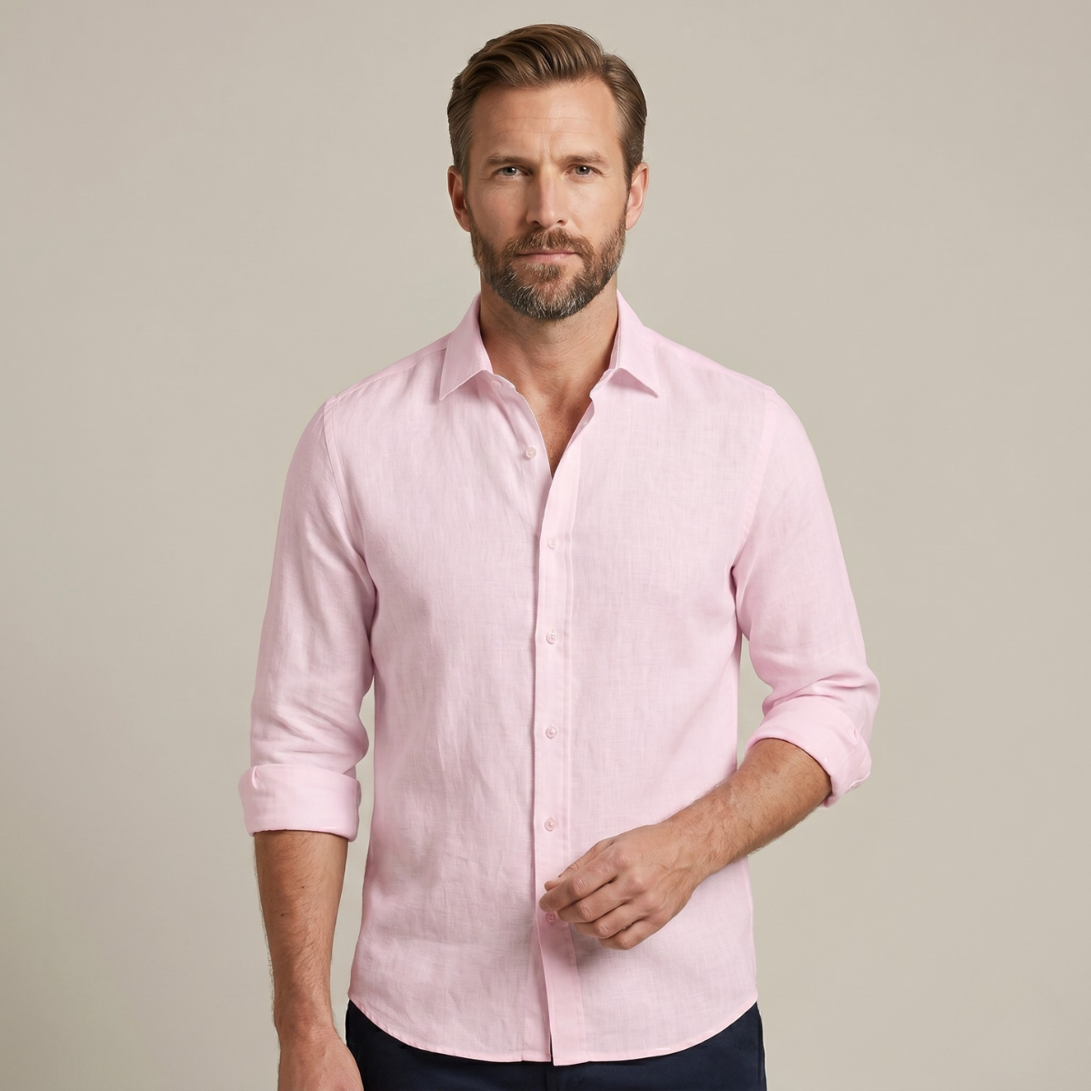 Långärmad skjorta med knappar för män-Shirts for men-Fjallbarn