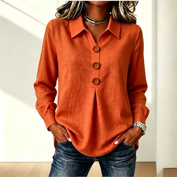 Långärmad skjorta med knappar fram för dam-Shirts for women-Fjallbarn