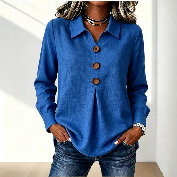 Långärmad skjorta med knappar fram för dam-Shirts for women-Fjallbarn