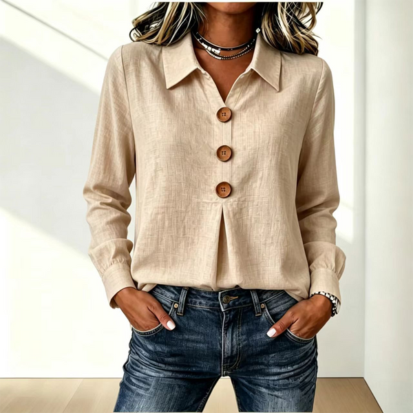 Långärmad skjorta med knappar fram för dam-Shirts for women-Fjallbarn