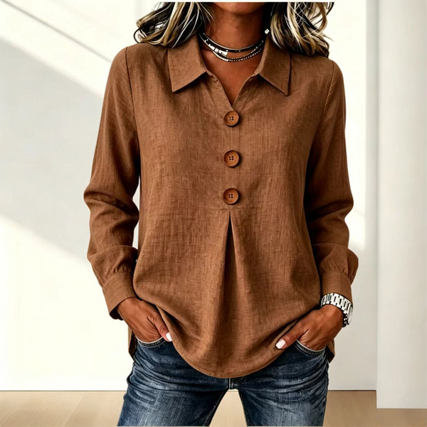 Långärmad skjorta med knappar fram för dam-Shirts for women-Fjallbarn