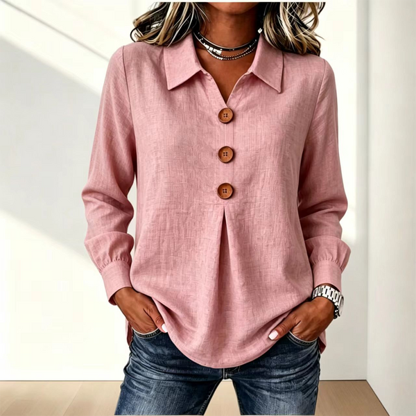 Långärmad skjorta med knappar fram för dam-Shirts for women-Fjallbarn