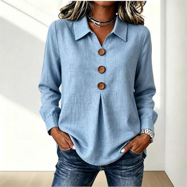 Långärmad skjorta med knappar fram för dam-Shirts for women-Fjallbarn