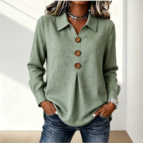 Långärmad skjorta med knappar fram för dam-Shirts for women-Fjallbarn