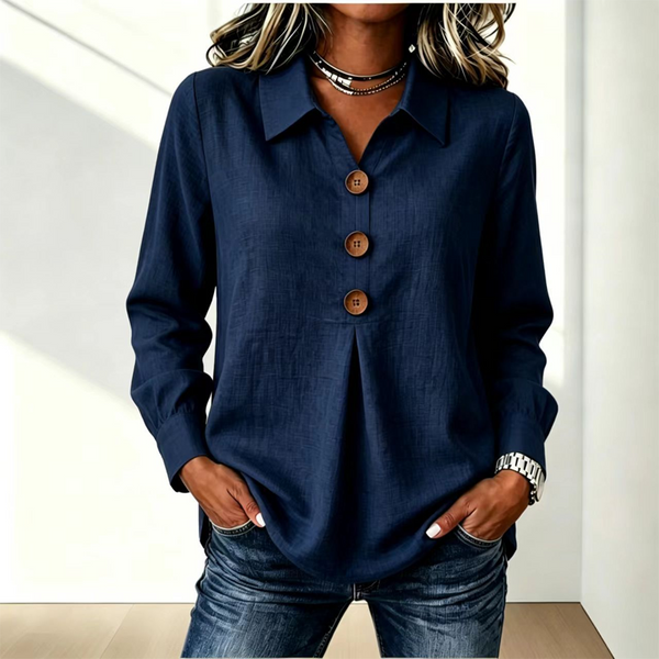 Långärmad skjorta med knappar fram för dam-Shirts for women-Fjallbarn