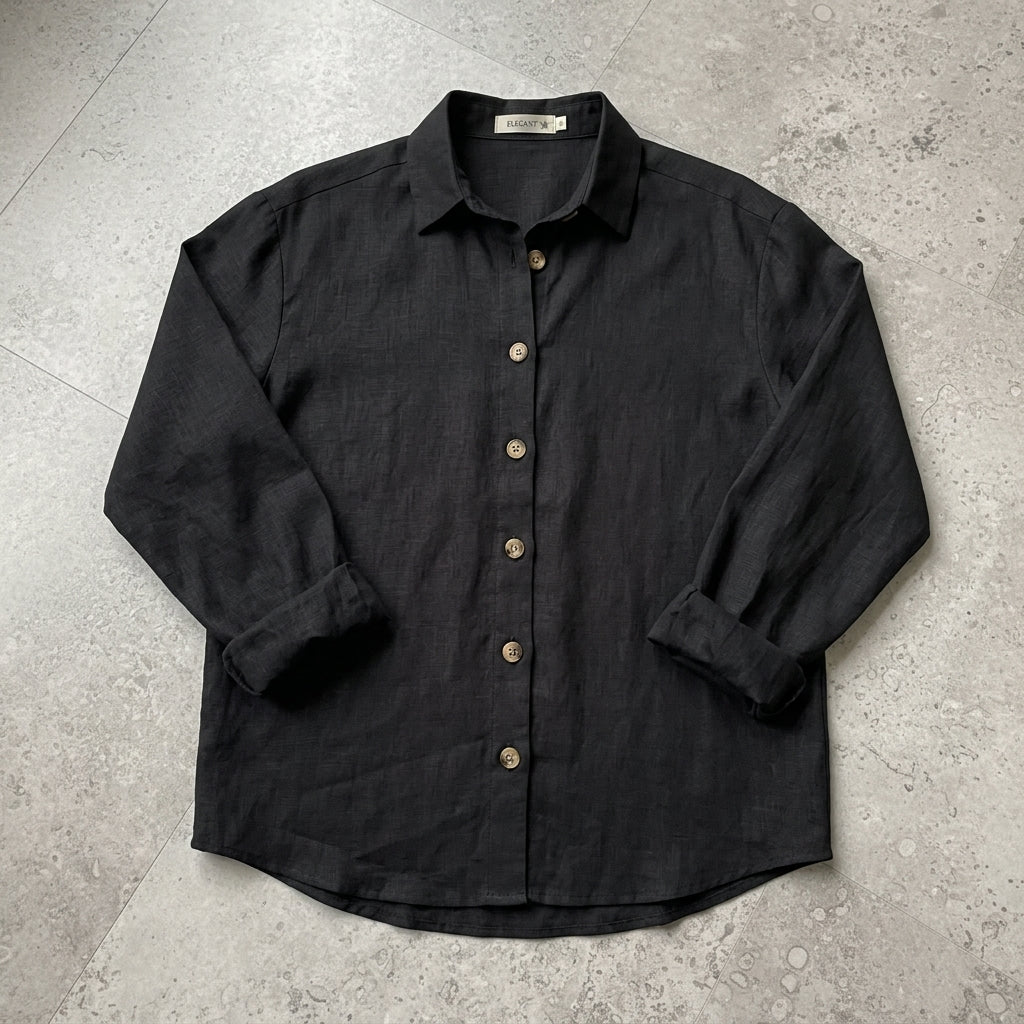 Långärmad skjorta med spetsig krage för dam-Blouses for women-Fjallbarn