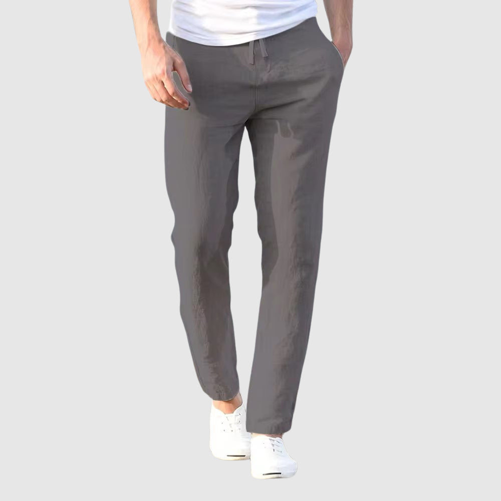 Linnebyxor för herr med dragsko i midjan-Pants for Men-Fjallbarn