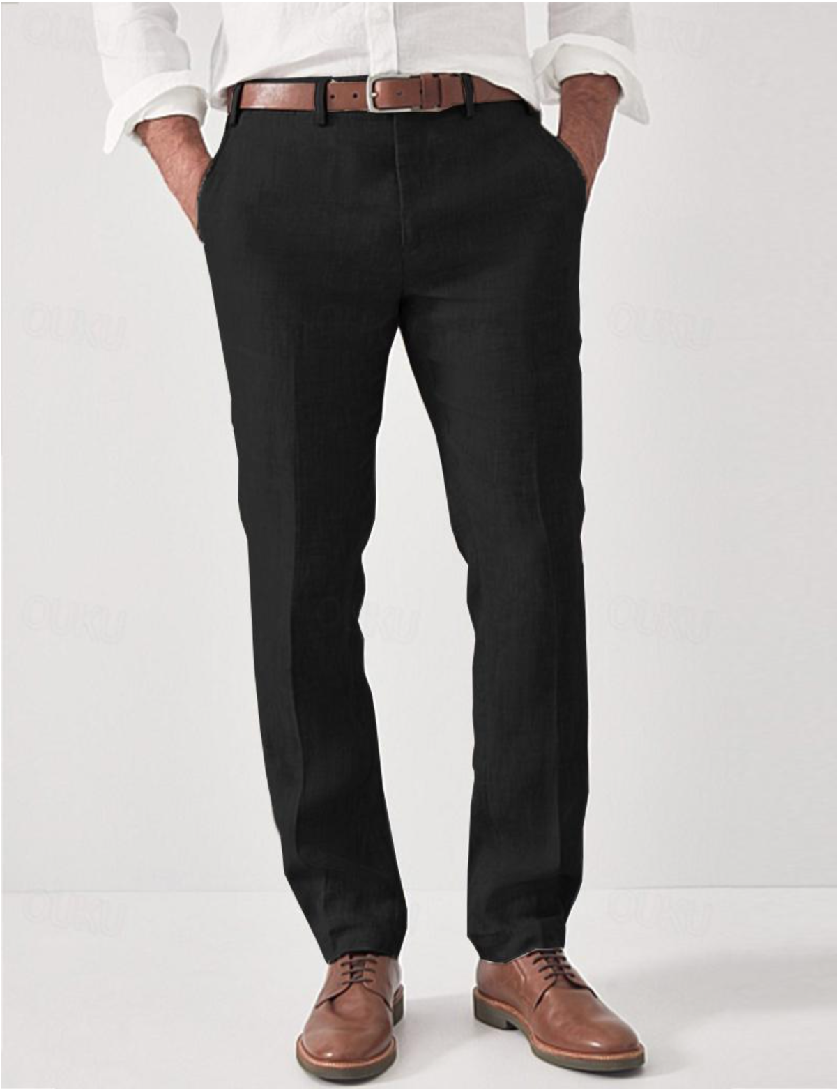 Linnebyxor för män med bälteshällor-Pants for Men-Fjallbarn