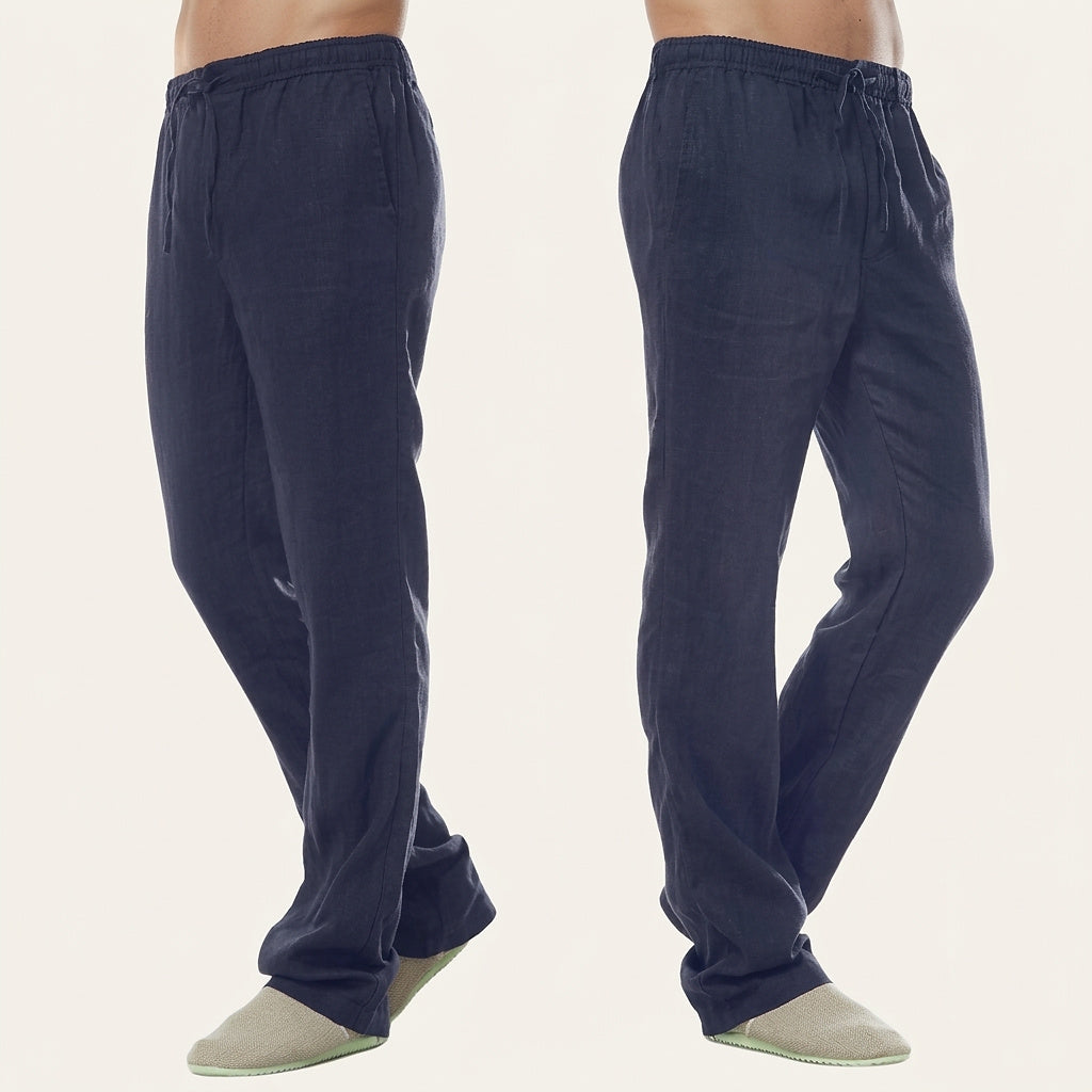 Linnebyxor med raka ben för herr-Pants for Men-Fjallbarn