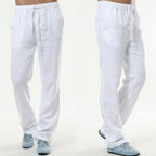 Linnebyxor med raka ben för herr-Pants for Men-Fjallbarn