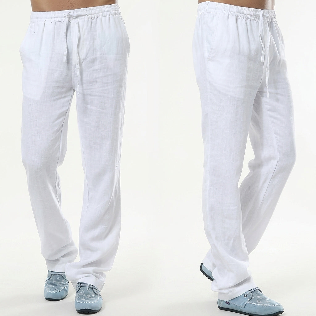 Linnebyxor med raka ben för herr-Pants for Men-Fjallbarn
