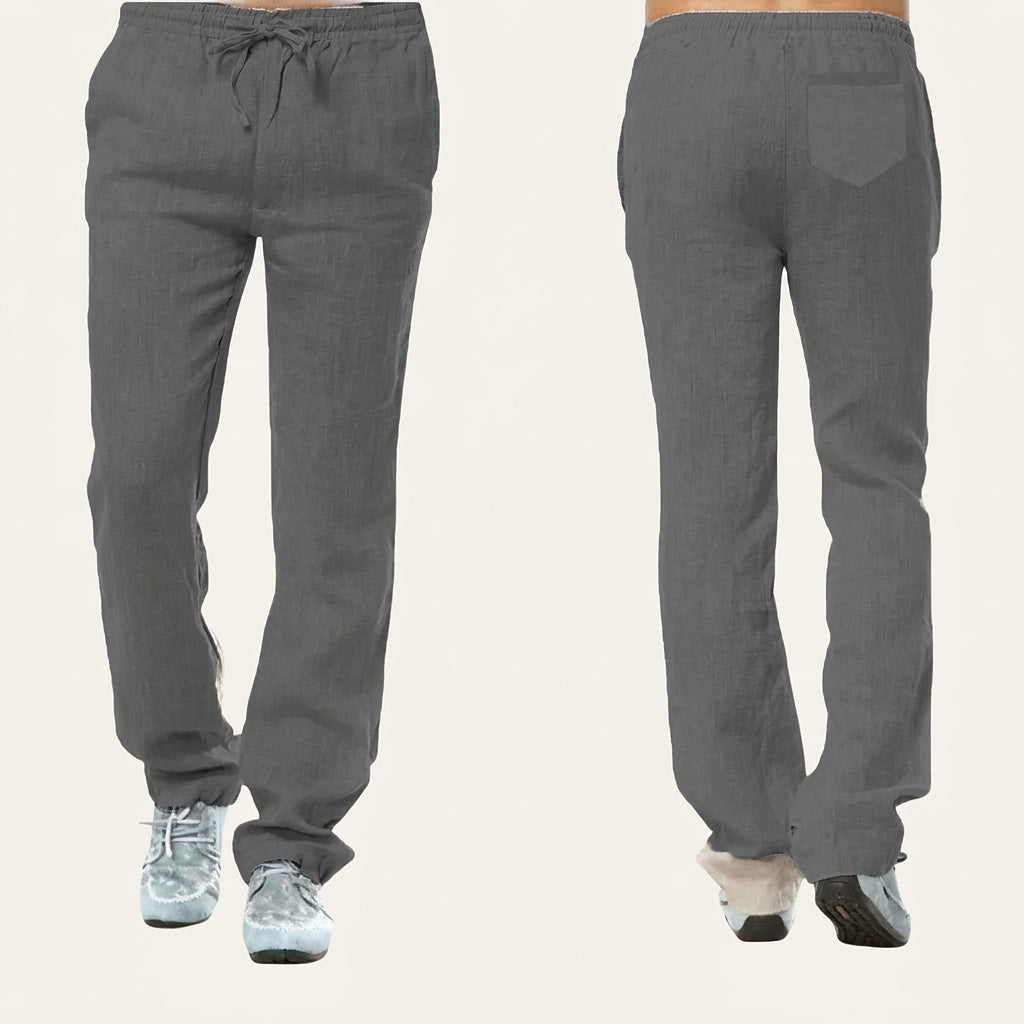 Linnebyxor med raka ben för herr-Pants for Men-Fjallbarn