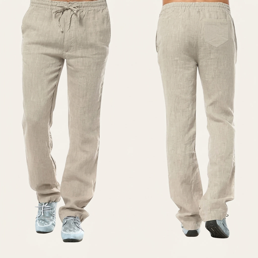 Linnebyxor med raka ben för herr-Pants for Men-Fjallbarn