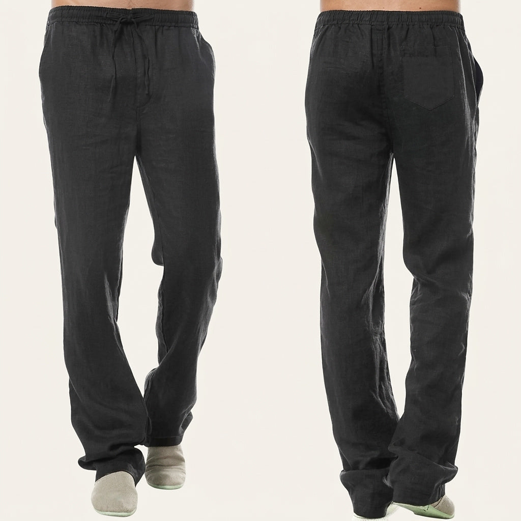 Linnebyxor med raka ben för herr-Pants for Men-Fjallbarn