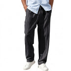 Linnebyxor med raka ben och dragsko för herr-Men Summer Pants-Fjallbarn
