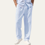 Linnebyxor med raka ben och dragsko för herr-Men Summer Pants-Fjallbarn