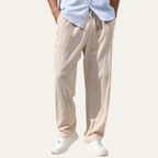 Linnebyxor med raka ben och dragsko för herr-Men Summer Pants-Fjallbarn