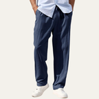 Linnebyxor med raka ben och dragsko för herr-Men Summer Pants-Fjallbarn
