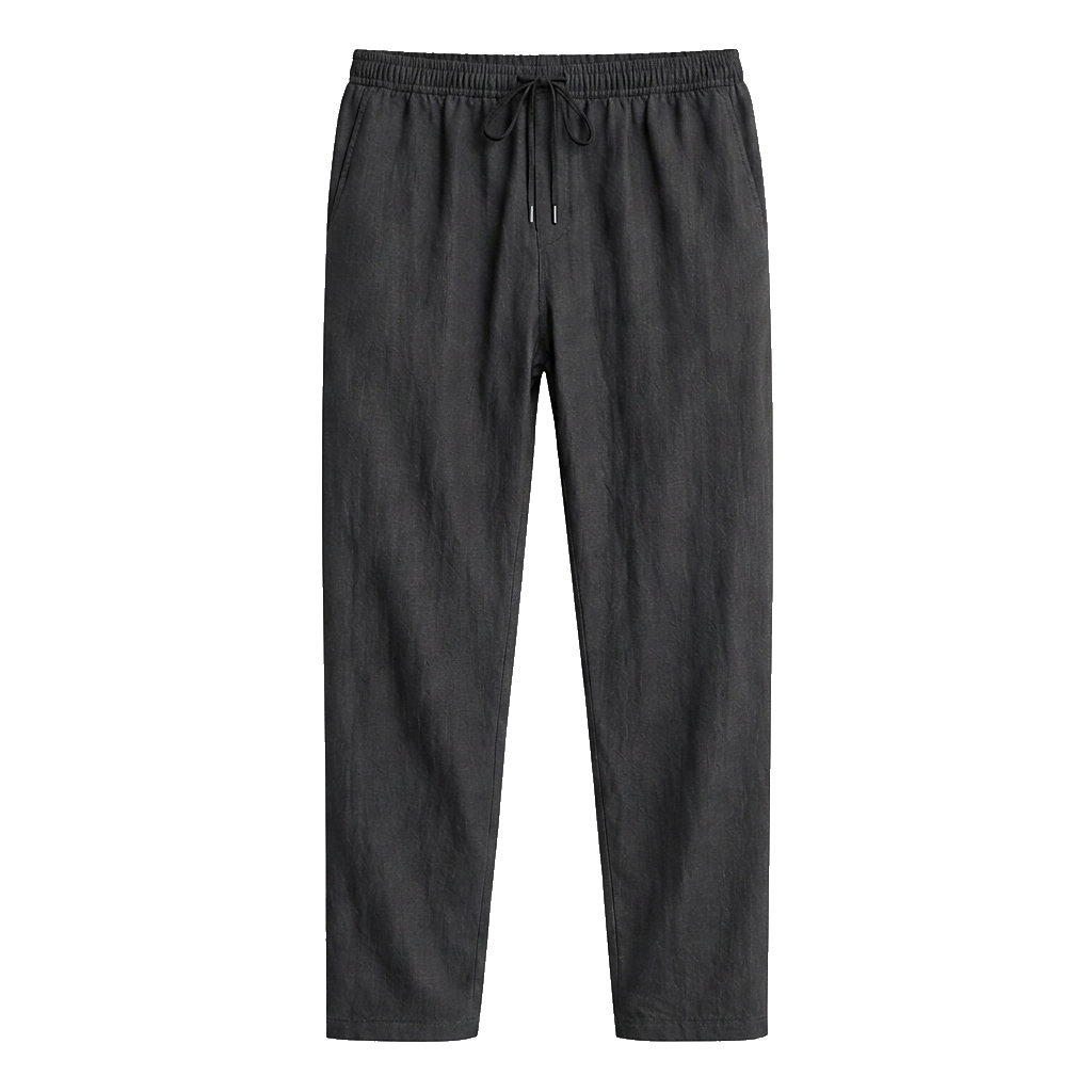 Linnebyxor med raka ben och dragsko för herr-Men Summer Pants-Fjallbarn