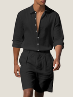 Linneset med skjorta och shorts för herr-Sets for Men-Fjallbarn