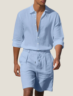 Linneset med skjorta och shorts för herr-Sets for Men-Fjallbarn