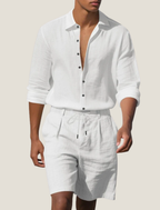 Linneset med skjorta och shorts för herr-Sets for Men-Fjallbarn