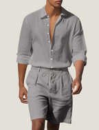 Linneset med skjorta och shorts för herr-Sets for Men-Fjallbarn
