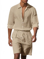 Linneset med skjorta och shorts för herr-Sets for Men-Fjallbarn