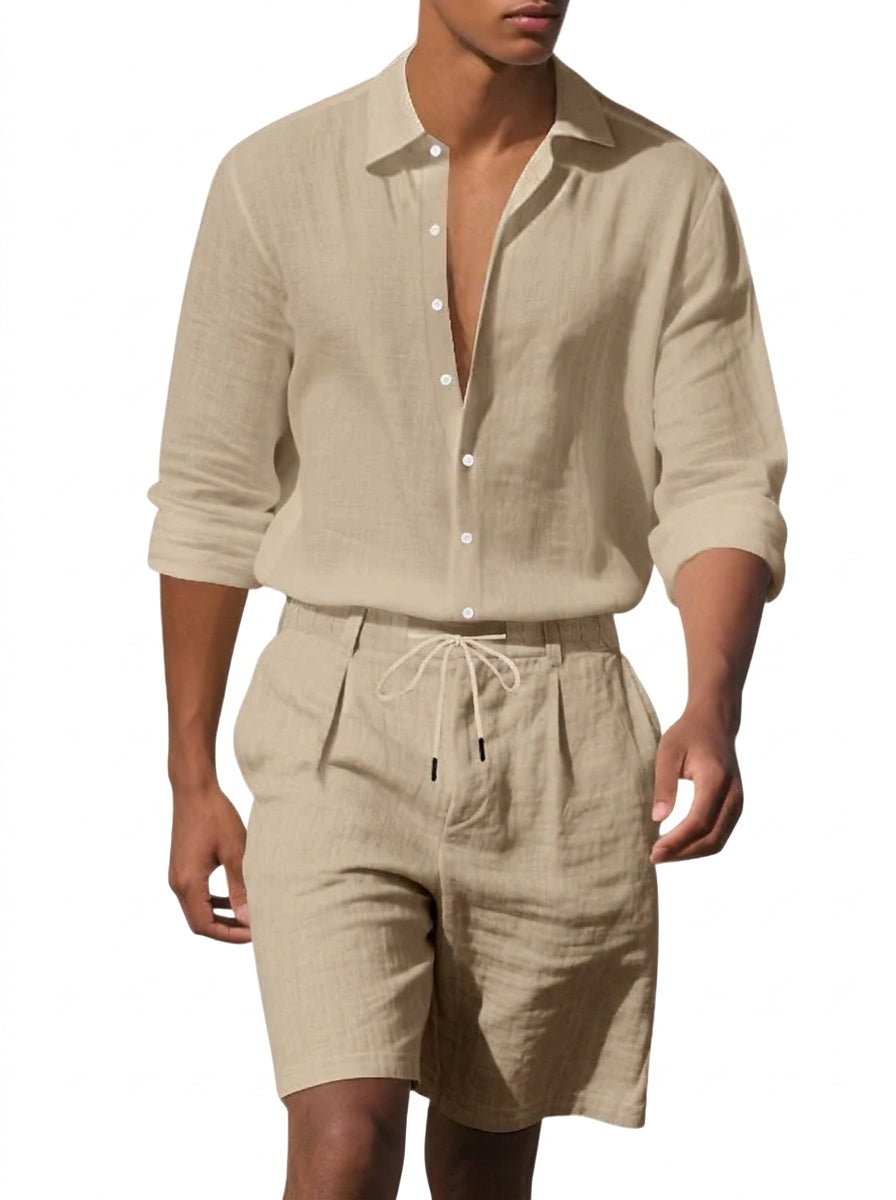 Linneset med skjorta och shorts för herr-Sets for Men-Fjallbarn