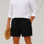 Linneshorts för herr med dragsko och resår i midjan-Shorts for men-Fjallbarn