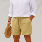 Linneshorts för herr med dragsko och resår i midjan-Shorts for men-Fjallbarn