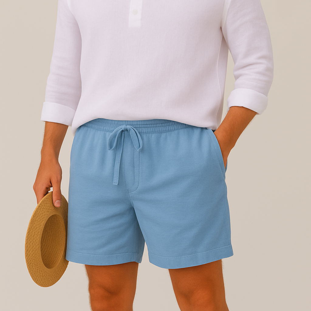 Linneshorts för herr med dragsko och resår i midjan-Shorts for men-Fjallbarn