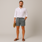 Linneshorts för herr med dragsko och resår i midjan-Shorts for men-Fjallbarn