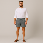 Linneshorts för herr med dragsko och resår i midjan-Shorts for men-Fjallbarn