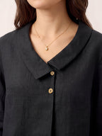 Linnetopp för dam med asymmetrisk krage-Tops for women-Fjallbarn
