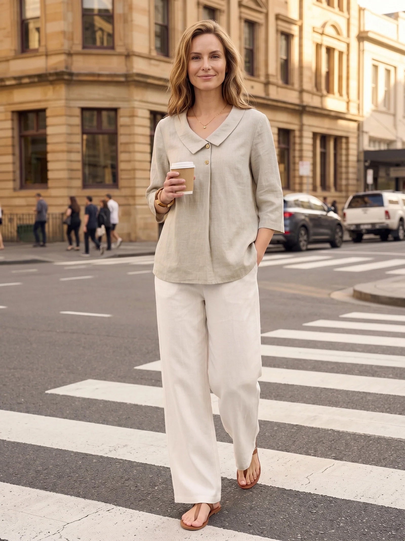 Linnetopp för dam med asymmetrisk krage-Tops for women-Fjallbarn