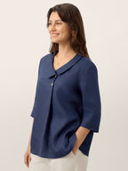 Linnetopp för dam med asymmetrisk krage-Tops for women-Fjallbarn