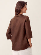 Linnetopp för dam med asymmetrisk krage-Tops for women-Fjallbarn