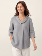 Linnetopp för dam med asymmetrisk krage-Tops for women-Fjallbarn