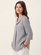 Linnetopp för dam med asymmetrisk krage-Tops for women-Fjallbarn