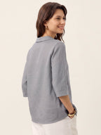 Linnetopp för dam med asymmetrisk krage-Tops for women-Fjallbarn