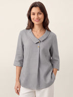 Linnetopp för dam med asymmetrisk krage-Tops for women-Fjallbarn