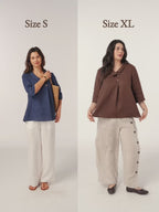 Linnetopp för dam med asymmetrisk krage-Tops for women-Fjallbarn