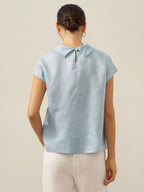 Linnetopp med holkärm och krage för dam-Tops for women-Fjallbarn
