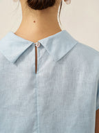 Linnetopp med holkärm och krage för dam-Tops for women-Fjallbarn