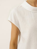 Linnetopp med holkärm och krage för dam-Tops for women-Fjallbarn