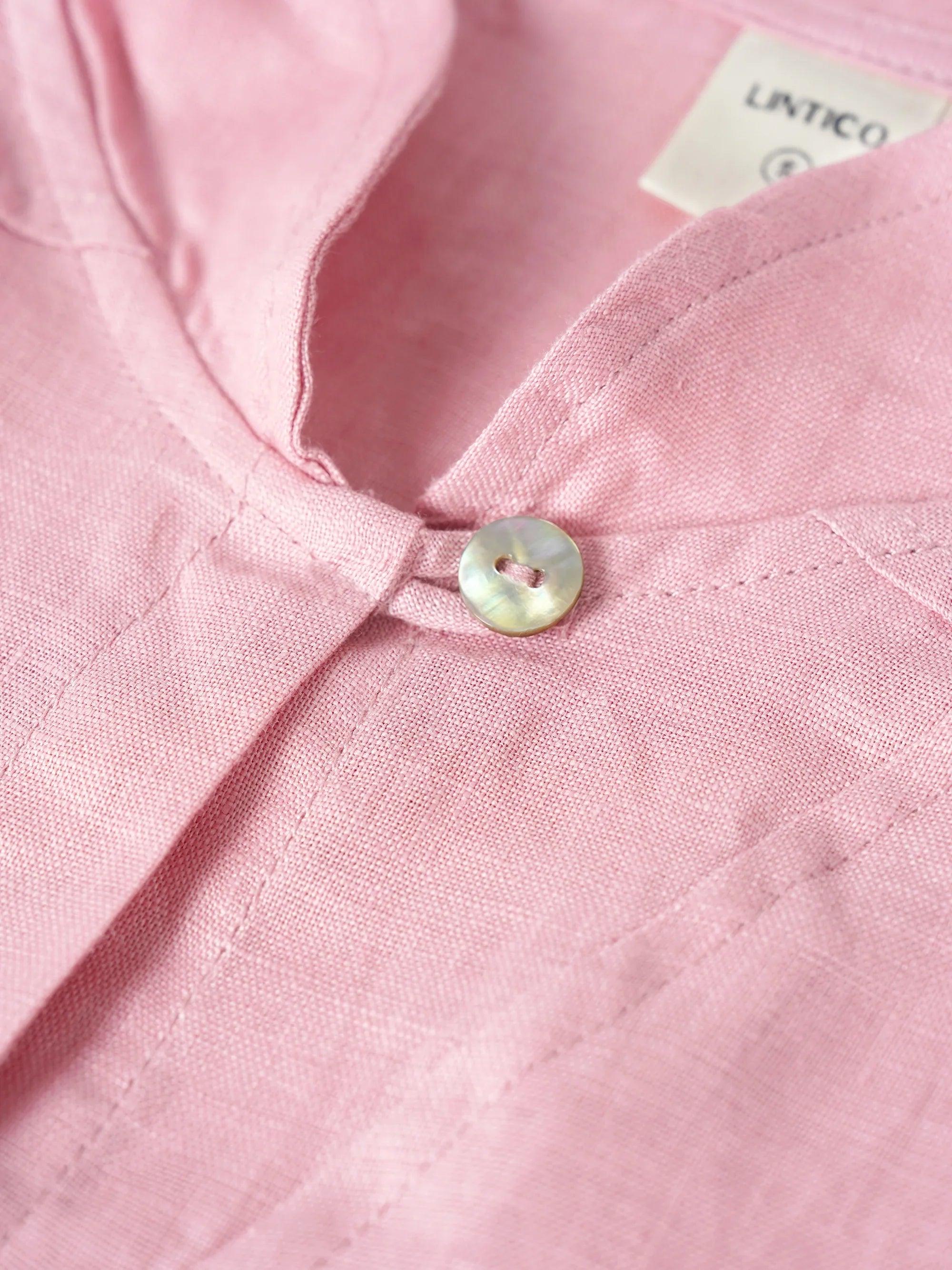 Linnetopp med sjalkrage och V-ringning för dam-Tops for women-Fjallbarn