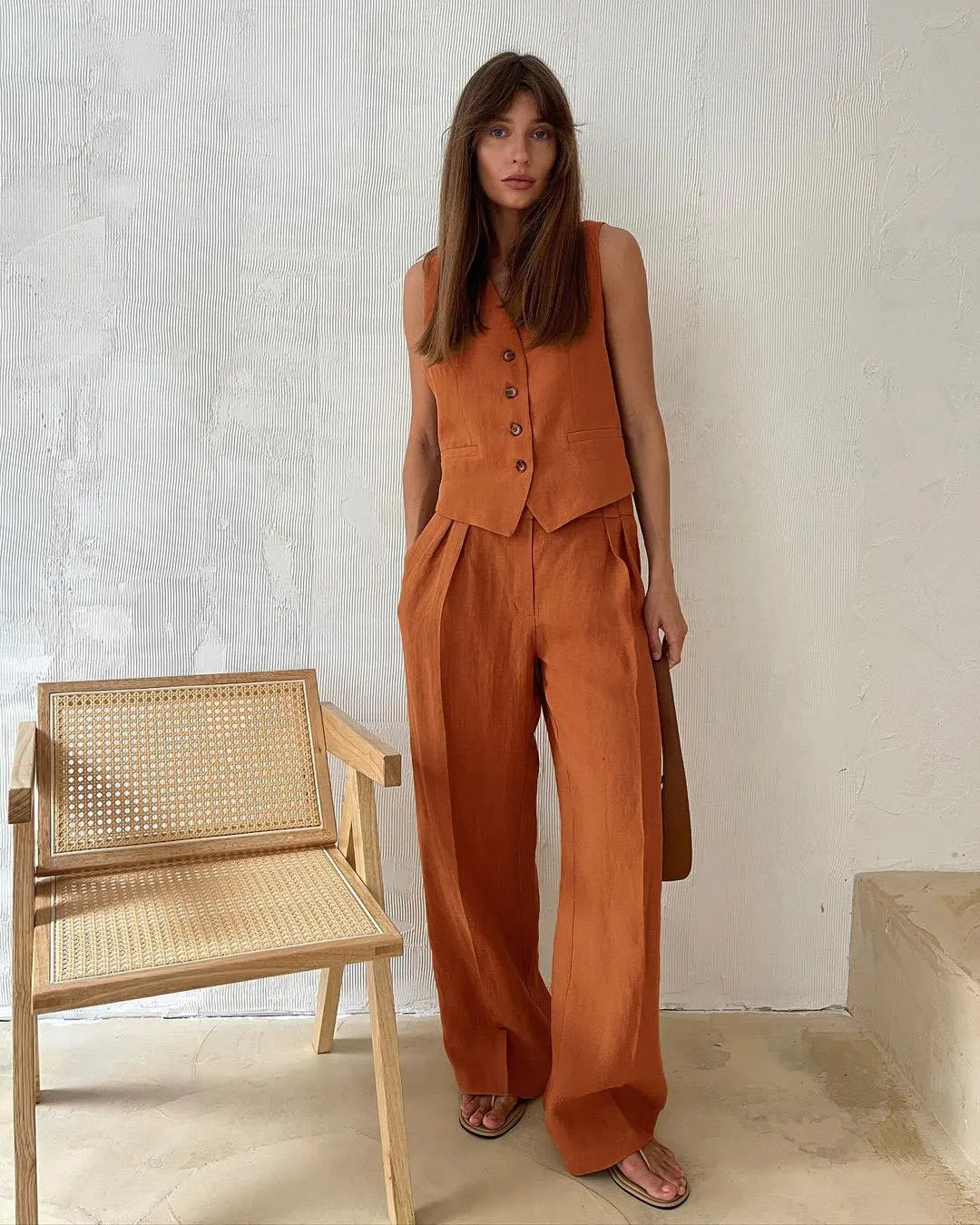 Linneväst och vida byxor för dam-Sets for women-Fjallbarn